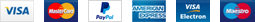 Visa, Mastercard, PayPal, Amex, Visa Electron, Maestro accepted